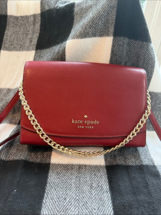kate spade Handbags - kate spade red leather chain-strap crossbody
